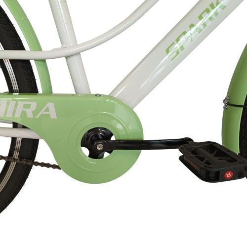 Велосипед SPARK CITY MIRA (колеса - 28", сталева рама - 18") з кошиком білий із зеленим 240027 фото