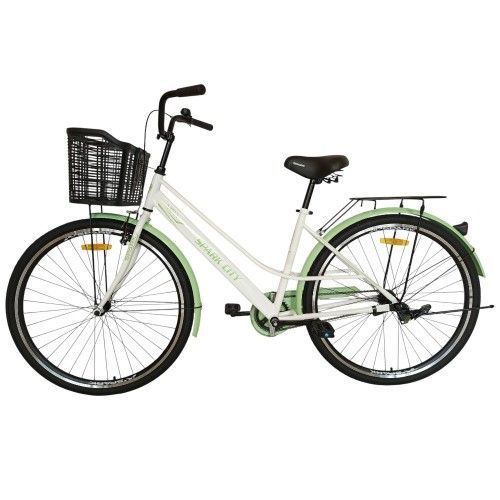 Велосипед SPARK CITY MIRA (колеса - 28", сталева рама - 18") з кошиком білий із зеленим 240027 фото