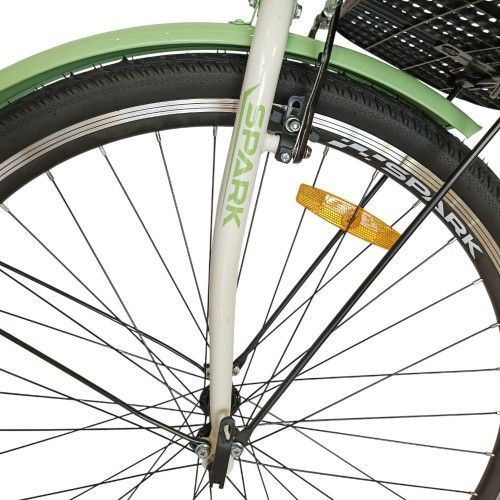 Велосипед SPARK CITY MIRA (колеса - 28", сталева рама - 18") з кошиком білий із зеленим 240027 фото