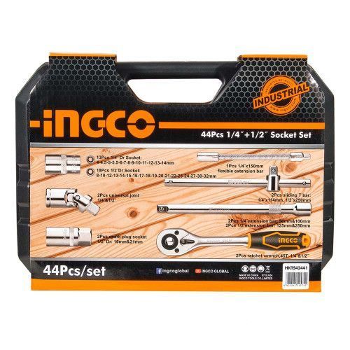 Набір головок торцевих 1/4 " та 1/2" 44 предмети INGCO INDUSTRIAL HKTS42441 фото