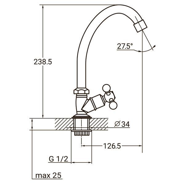 Змішувач s83 &frac12;" монокран на гайці (КРАТНО 3ШТ) AQUATICA QM-1G159C (9783600) 9783600 фото
