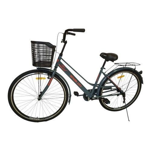 Велосипед SPARK CITY MIRA (колеса - 28", сталева рама - 18") з кошиком графітовий 240028 фото