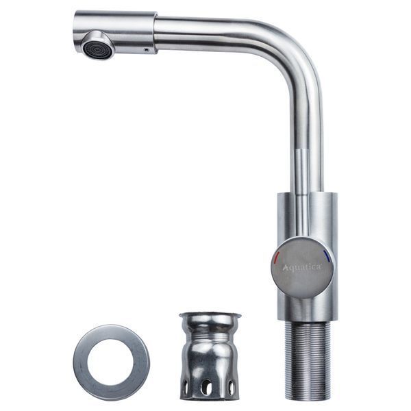 Змішувач KT &Oslash;35 для раковини Г-гуска на гайці SS AQUATICA KT-1A370P (9722021) 9722021 фото
