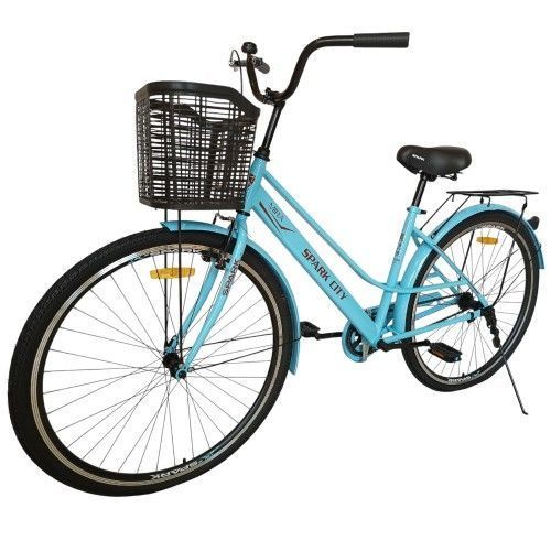Велосипед SPARK CITY MIRA (колеса - 28", сталева рама - 18") з кошиком світло-блакитний 240026 фото