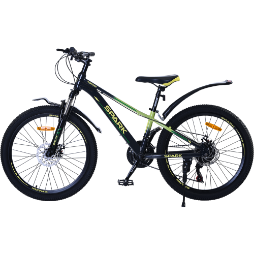 Велосипед SPARK AIRCORE (колеса - 24", алюминиевая рама - 12") чёрный с салатовым 239178 фото