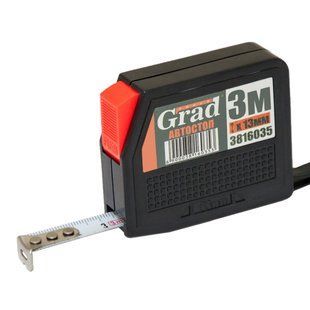 Рулетка с автостопом 3м&times;13мм (черная) GRAD (3816035) 3816035 фото