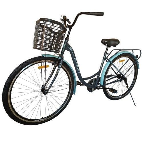Велосипед SPARK CITY SOLA (колеса - 28", стальная рама - 18") с корзиной графитовый 240036 фото