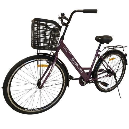 Велосипед SPARK CITY LIRA (колеса - 26", сталева рама - 17") з кошиком сливовий 240037 фото
