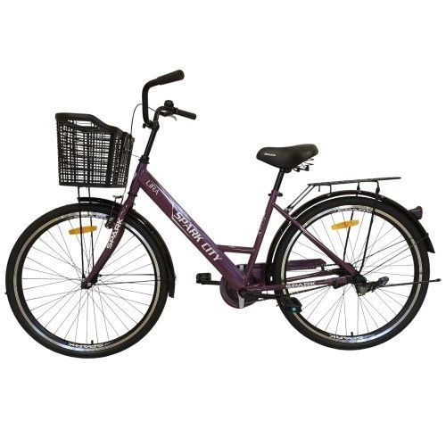 Велосипед SPARK CITY LIRA (колеса - 26", сталева рама - 17") з кошиком сливовий 240037 фото