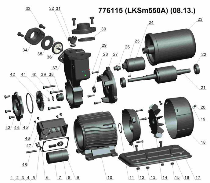 Станция 0.55кВт Hmax 45м Qmax 45л/мин (вихревой насос) 1л LEO LKSm550A (776115) 776115 фото