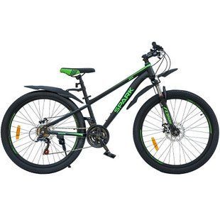 Велосипед SPARK JOY (колеса - 26", сталева рама - 13") чорний із зеленими наклейками (м) 222970 фото