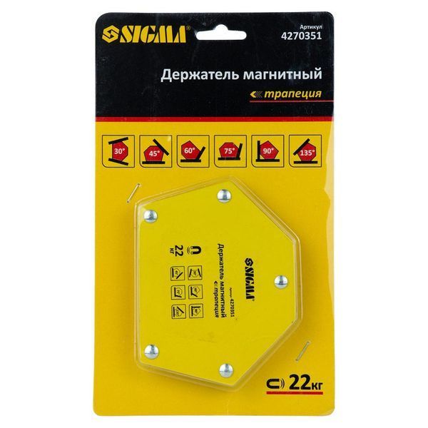 Магнит для сварки трапеция 22кг 90&times;54&times;54&times;43мм (30,45,60,75,90,135&deg;) SIGMA (4270351) 4270351 фото