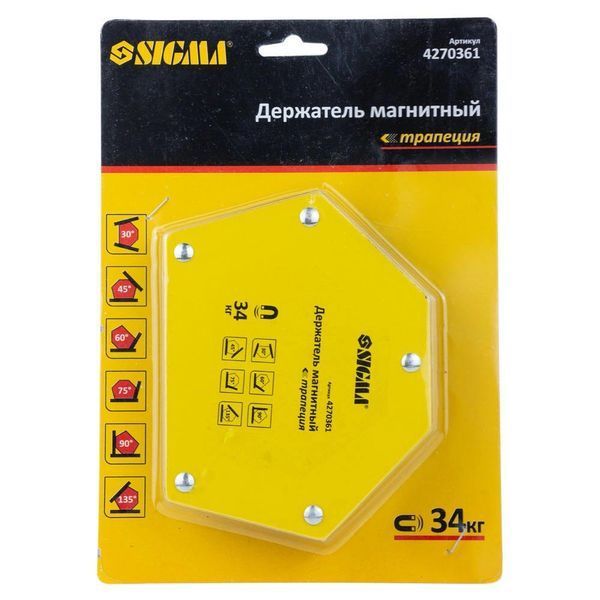 Магнит для сварки трапеция 34кг 105&times;65&times;65&times;45мм (30,45,60,75,90,135&deg;) SIGMA (4270361) 4270361 фото