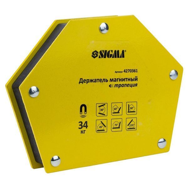 Магнит для сварки трапеция 34кг 105&times;65&times;65&times;45мм (30,45,60,75,90,135&deg;) SIGMA (4270361) 4270361 фото