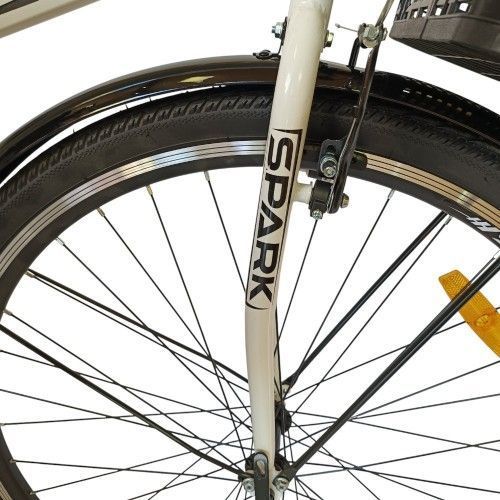 Велосипед SPARK CITY LIRA (колеса - 28", сталева рама - 18") з кошиком молочний 240042 фото