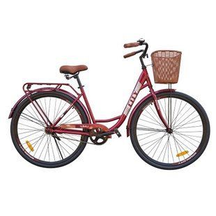 Велосипед SPARK CITY LIMU (колеса - 28", стальная рама - 18") с корзиной Вишневый 205318 фото