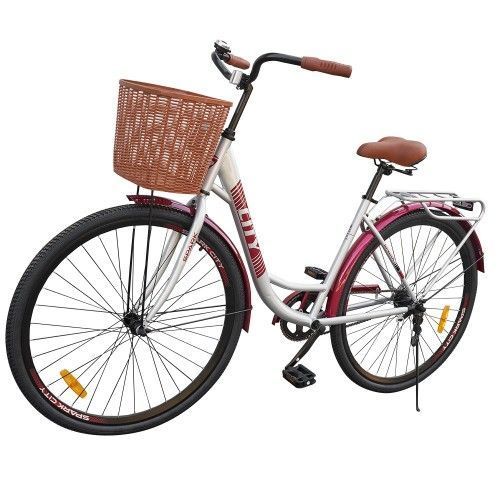 Велосипед SPARK CITY LIMU (колеса - 28", сталева рама - 18") з кошиком Білий 205316 фото