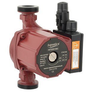 Насос циркуляційний енергозберігаючий 45Вт Hmax 6м Qmax 50л/хв &Oslash;1&frac12;" 180мм + гайки &Oslash;1" AQUATICA (774136) 774136 фото