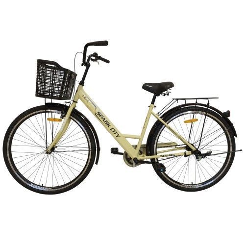 Велосипед SPARK CITY LIRA (колеса - 28", сталева рама - 18") з кошиком світло-бежевий 240043 фото
