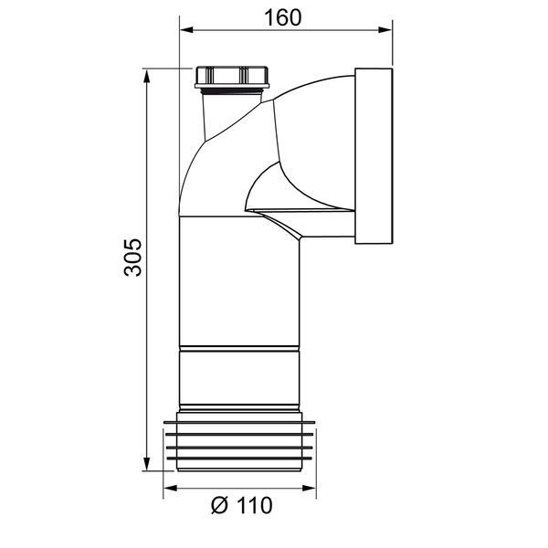 Колено для унитаза с отводом &Oslash;110мм/90&deg; Push-Fit WIRQUIN (9555400) 9555400 фото