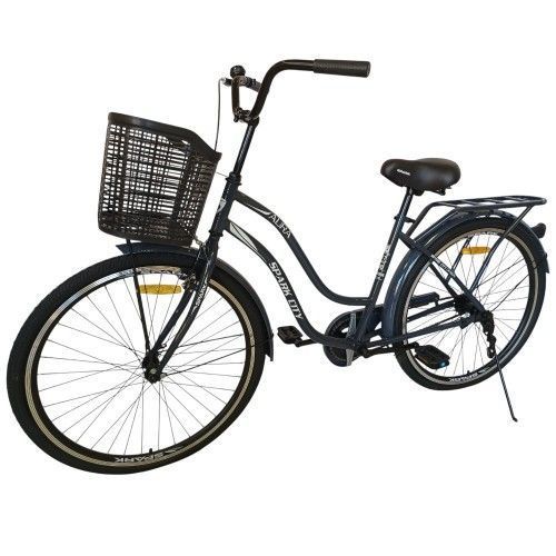 Велосипед SPARK CITY AURA (колеса - 26", сталева рама - 17") з кошиком графітово-синій 240006 фото