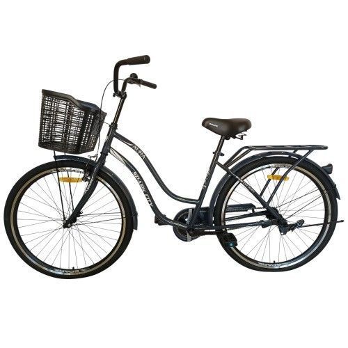 Велосипед SPARK CITY AURA (колеса - 26", сталева рама - 17") з кошиком графітово-синій 240006 фото