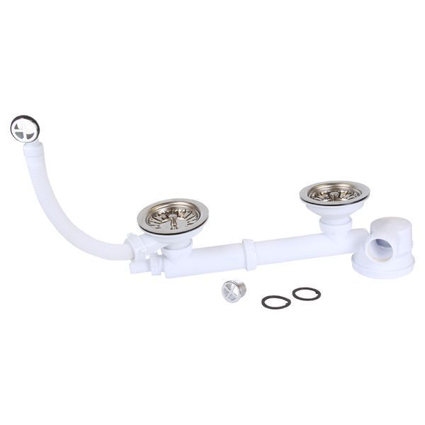 Сифон для двойной кухонной мойки Espace полный комплект 1&frac12;"&times;&Oslash;40мм WIRQUIN (9542400) 9542400 фото