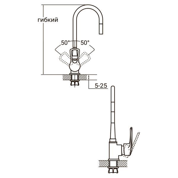 Смеситель ML &Oslash;40 для кухни гусак силиконовый на гайке AQUATICA ML-4B544C (9746130) 9746130 фото