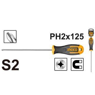 Отвертка крестовая S2 PH2&times;125 мм INGCO INDUSTRIAL HS68PH2125 фото