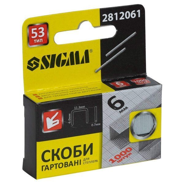 Скобы 6&times;11.3мм каленые 1000шт SIGMA (2812061) 2812061 фото
