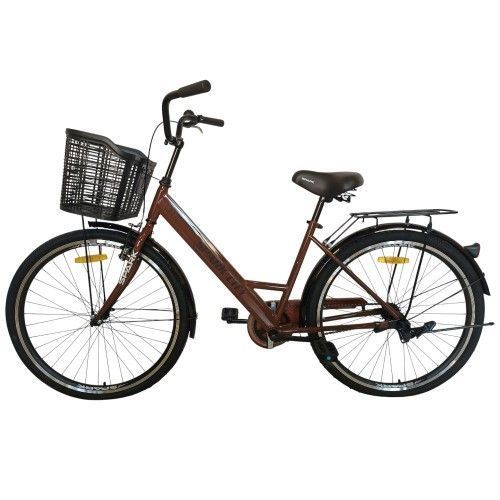 Велосипед SPARK CITY LIRA (колеса - 26", сталева рама - 17") з кошиком коричневий 240040 фото