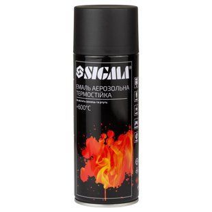 Эмаль аэрозольная акриловая термостойкая +600&deg;C 400мл RAL 9005 черный мат SIGMA (2736041) 2736041_noNP фото